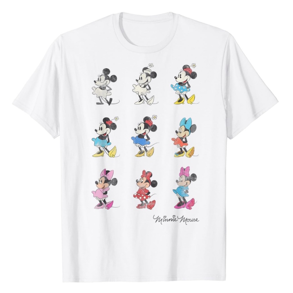 Disney T Shirt Minnie Mouse throughout the years history cartoon